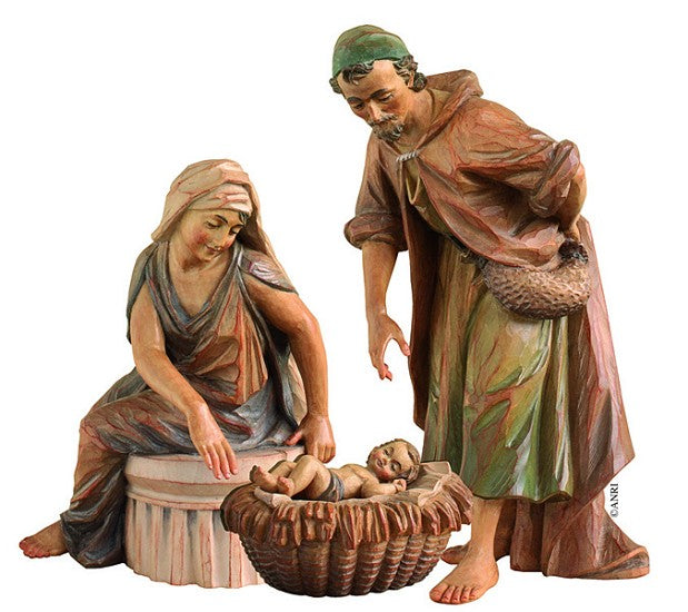ANRI Nativity - Sacra Famiglia con Bue e Asinello 25 cm