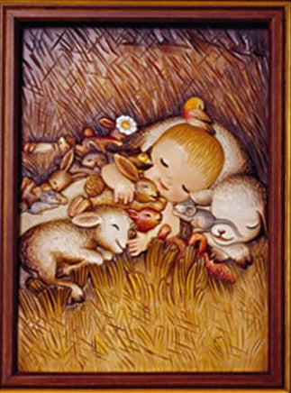 ANRI Ferrandiz - Coccolando gli animali - quadro 22x16,5 cm