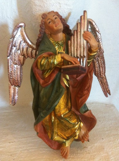 ANRI Bacher tiglio - Angelo con organo 25 cm