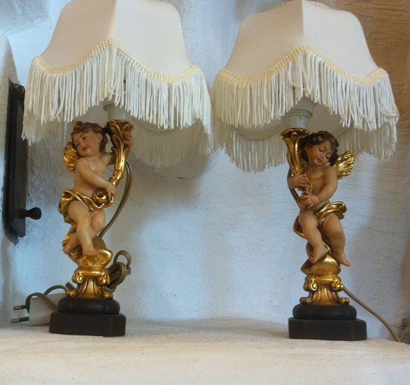 ANRI - Coppia di angeli portalampada 15 cm