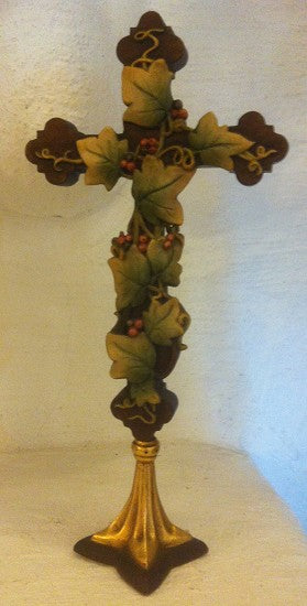 ANRI - Crocifisso con foglie 26 cm