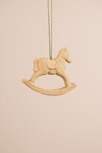 Cavallino a dondolo - addobbo naturale in legno di cirmolo