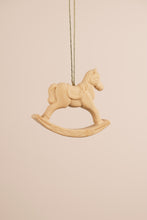 Carica l&#39;immagine nel visualizzatore di Gallery, Cavallino a dondolo - addobbo naturale in legno di cirmolo
